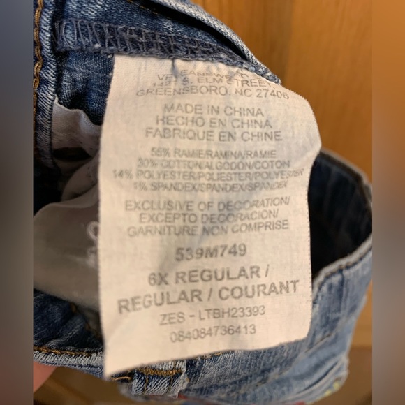 LEE Girls 539M749 Size 6X Blue Denim Jeans - Distressed Embroidered Flap Pockets - Picture 7 of 7